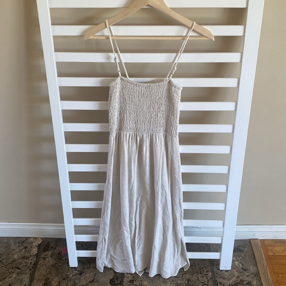 One Clothing Los Angeles Beige Spaghetti Button Down Dress With Pockets Size S - Picture 6 of 10